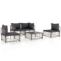 Juego de muebles de jardín 5 pzas y cojines ratán PE antracita de vidaXL, Sofás de exterior - Ref: Foro24-3186715, Precio: 40...