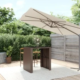 Mesa bar con superficie cristal ratán PE marrón 105x80x110 cm de vidaXL, Mesas de jardín - Ref: Foro24-362593, Precio: 142,09...