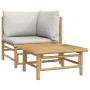 Set de muebles de jardín 2 piezas bambú y cojines gris claro de vidaXL, Sofás modulares de exterior - Ref: Foro24-362277, Pre...