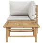 Set de muebles de jardín 2 piezas bambú y cojines gris claro de vidaXL, Sofás modulares de exterior - Ref: Foro24-362277, Pre...