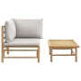 Set de muebles de jardín 2 piezas bambú y cojines gris claro de vidaXL, Sofás modulares de exterior - Ref: Foro24-362277, Pre...