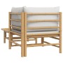 Set de muebles de jardín 2 piezas bambú y cojines gris claro de vidaXL, Sofás modulares de exterior - Ref: Foro24-362277, Pre...