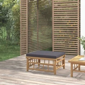 Bamboo garden footstool with dark gray cushion by vidaXL, Modular outdoor sofas - Ref: Foro24-362310, Price: 106,37 €, Discou...