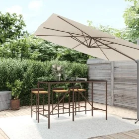 Mesa alta bar superficie vidrio ratán PE marrón 180x70x110 cm de vidaXL, Mesas de jardín - Ref: Foro24-362590, Precio: 125,02...
