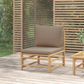 Central bamboo garden sofa with taupe gray cushions by vidaXL, Modular outdoor sofas - Ref: Foro24-362287, Price: 117,44 €, D...