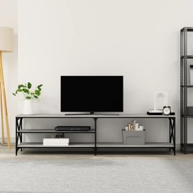 Mueble TV metal y madera contrachapada gris Sonoma 200x40x50 cm de vidaXL, Muebles TV - Ref: Foro24-826742, Precio: 80,54 €, ...