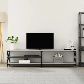 Mueble TV metal y madera contrachapada gris Sonoma 200x40x50 cm de vidaXL, Muebles TV - Ref: Foro24-826742, Precio: 79,42 €, ...