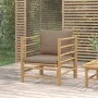 Sofá de jardín bambú con cojines gris taupe de vidaXL, Sofás modulares de exterior - Ref: Foro24-362289, Precio: 130,92 €, De...