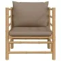 Sofá de jardín bambú con cojines gris taupe de vidaXL, Sofás modulares de exterior - Ref: Foro24-362289, Precio: 130,92 €, De...