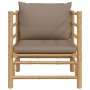 Sofá de jardín bambú con cojines gris taupe de vidaXL, Sofás modulares de exterior - Ref: Foro24-362289, Precio: 133,22 €, De...