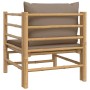 Sofá de jardín bambú con cojines gris taupe de vidaXL, Sofás modulares de exterior - Ref: Foro24-362289, Precio: 133,22 €, De...