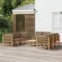 Set de muebles de jardín 9 piezas bambú y cojines gris taupé de vidaXL, Conjuntos de jardín - Ref: Foro24-3155123, Precio: 1,...