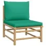 Sofá central de jardín bambú con cojines verde de vidaXL, Sofás modulares de exterior - Ref: Foro24-362294, Precio: 79,38 €, ...