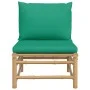 Sofá central de jardín bambú con cojines verde de vidaXL, Sofás modulares de exterior - Ref: Foro24-362294, Precio: 79,38 €, ...