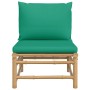 Sofá central de jardín bambú con cojines verde de vidaXL, Sofás modulares de exterior - Ref: Foro24-362294, Precio: 80,26 €, ...