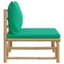 Sofá central de jardín bambú con cojines verde de vidaXL, Sofás modulares de exterior - Ref: Foro24-362294, Precio: 79,38 €, ...
