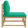 Sofá central de jardín bambú con cojines verde de vidaXL, Sofás modulares de exterior - Ref: Foro24-362294, Precio: 80,26 €, ...