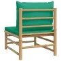 Sofá central de jardín bambú con cojines verde de vidaXL, Sofás modulares de exterior - Ref: Foro24-362294, Precio: 79,38 €, ...