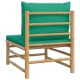 Sofá central de jardín bambú con cojines verde de vidaXL, Sofás modulares de exterior - Ref: Foro24-362294, Precio: 80,26 €, ...