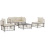 Juego de muebles de jardín 5 pzas y cojines ratán PE antracita de vidaXL, Sofás de exterior - Ref: Foro24-3186714, Precio: 40...