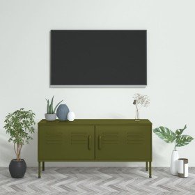 Mueble para TV de acero verde oliva 105x35x50 cm en Muebles TV | Comprar online en Foru.es