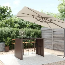 Mesa alta bar superficie vidrio ratán PE marrón 145x80x110 cm de vidaXL, Mesas de jardín - Ref: Foro24-362596, Precio: 160,66...