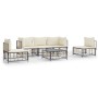 Juego de muebles de jardín 6 pzas y cojines ratán PE antracita de vidaXL, Sofás de exterior - Ref: Foro24-3186718, Precio: 47...