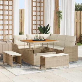 Conjunto de sofá de jardín 8 pcs Beige ratán sintético en Sofás de exterior | Comprar online en Foru.es