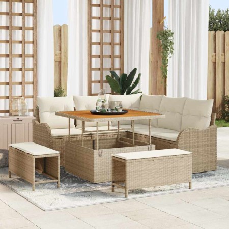 Conjunto de sofá de jardín 8 pcs Beige ratán sintético en Sofás de exterior | Comprar online en Foru.es