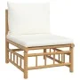 Set de muebles de jardín 7 piezas bambú y cojines blanco crema de vidaXL, Conjuntos de jardín - Ref: Foro24-3155198, Precio: ...