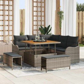 Conjunto de sofá de jardín 8 pcs Gris ratán sintético en Sofás de exterior | Comprar online en Foru.es