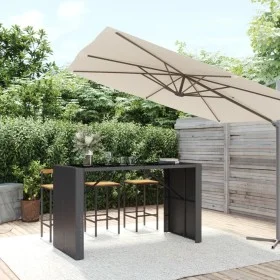 Mesa alta bar ratán PE y superficie vidrio negro 185x80x110 cm de vidaXL, Mesas de jardín - Ref: Foro24-362600, Precio: 277,9...