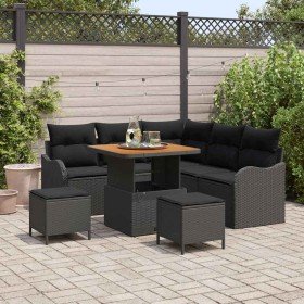 Conjunto de sofá de jardín 8 pcs Negro ratán sintético en Sofás de exterior | Comprar online en Foru.es