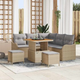 Conjunto de sofá de jardín 8 pcs Beige ratán sintético en Sofás de exterior | Comprar online en Foru.es