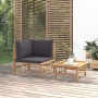 Set de muebles de jardín 2 piezas bambú con cojines gris oscuro de vidaXL, Sofás modulares de exterior - Ref: Foro24-362307, ...