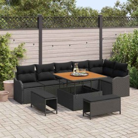 Conjunto de sofás de jardín 9 pcs Negro ratán sintético en Sofás de exterior | Comprar online en Foru.es
