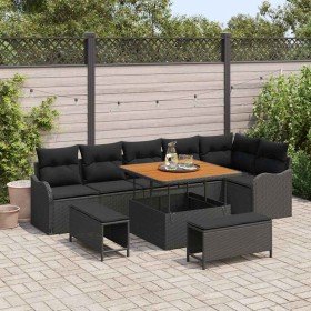 Conjunto de sofás de jardín 9 pcs Negro ratán sintético en Sofás de exterior | Comprar online en Foru.es