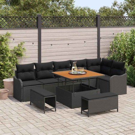 Conjunto de sofás de jardín 9 pcs Negro ratán sintético en Sofás de exterior | Comprar online en Foru.es