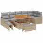 Conjunto de sofá de jardín 9 pcs Beige ratán sintético en Sofás de exterior | Comprar online en Foru.es