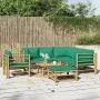Set de muebles de jardín 8 piezas bambú con cojines verde de vidaXL, Conjuntos de jardín - Ref: Foro24-3155158, Precio: 639,4...