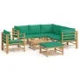 Set de muebles de jardín 8 piezas bambú con cojines verde de vidaXL, Conjuntos de jardín - Ref: Foro24-3155158, Precio: 639,4...