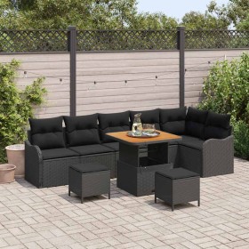 Conjunto de sofá de jardín 9 pcs Negro ratán sintético en Sofás de exterior | Comprar online en Foru.es