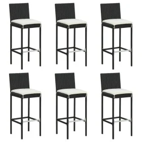 Kitchen stools with cushions, set of 6, black synthetic rattan by vidaXL, Kitchen stools - Ref: Foro24-362578, Price: 346,35 ...