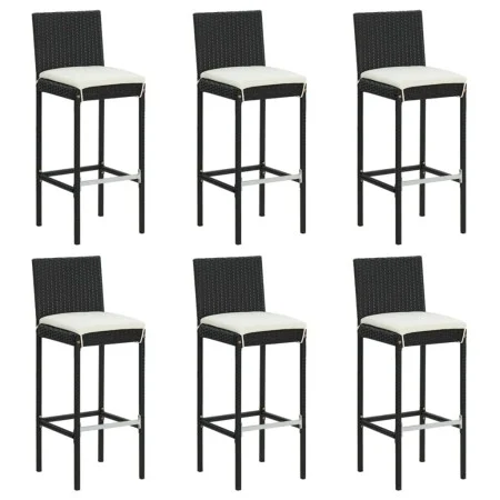 Taburetes de cocina con cojines 6 uds ratán sintético negro de vidaXL, Taburetes de cocina - Ref: Foro24-362578, Precio: 346,...