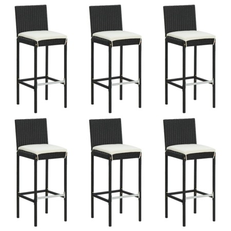 Taburetes de cocina con cojines 6 uds ratán sintético negro de vidaXL, Taburetes de cocina - Ref: Foro24-362578, Precio: 349,...