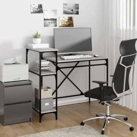 Escritorio con estantes hierro y madera gris Sonoma 105x50x90cm de vidaXL, Escritorios - Ref: Foro24-826717, Precio: 69,53 €,...