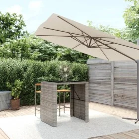 Hoher Stehtisch mit grauer PE-Rattan-Glasoberfläche 105x80x110 cm von vidaXL, Gartentische - Ref: Foro24-362595, Preis: 188,7...