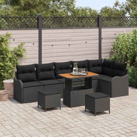 Conjunto de sofá de jardín 9 pcs Negro ratán sintético en Sofás de exterior | Comprar online en Foru.es