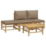 Set de muebles de jardín 4 piezas bambú y cojines gris taupe de vidaXL, Conjuntos de jardín - Ref: Foro24-3155139, Precio: 33...