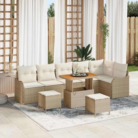 Conjunto de sofá de jardín 9 pcs Beige ratán sintético en Sofás de exterior | Comprar online en Foru.es
